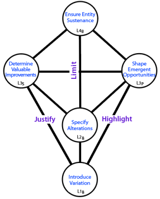 Influences between centres that cross two levels between Levels 4 to 1.