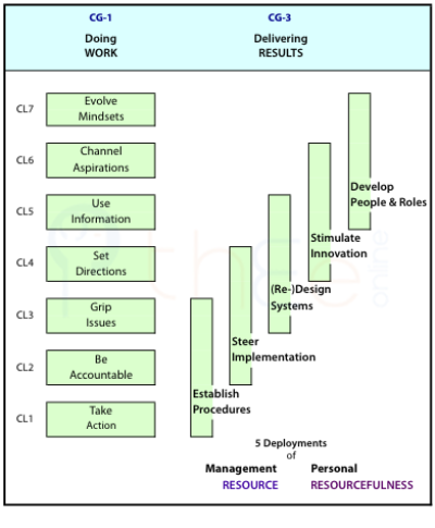 Management resource and personal resourcefulness are deployed to deliver results in the 5 triads.