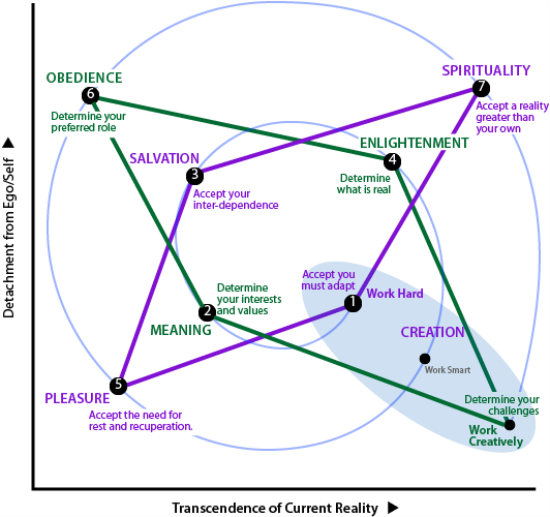 Two intersecting diamondsof adaptation and regulation in the spiral trajectory for strengthening coping.