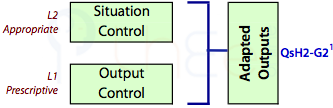 Adapted outputs flow from appropriate situation control and prescriptive output control.