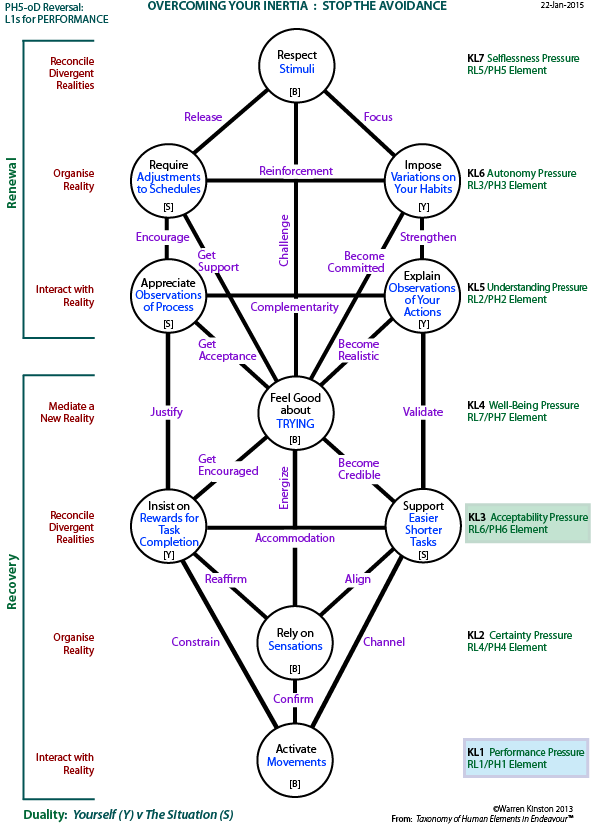 Re-ordered tree of L1-Centres that carry pressures for performance plus level pressures and internal duality.
