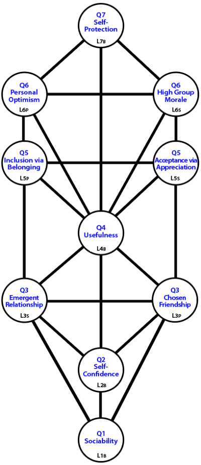 Tree pattern of arenas of individuality assuming Q number is a level number.