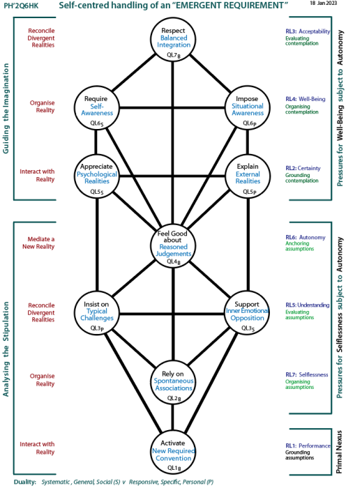 Self-centred handling of determinants of an authoritative pronouncement: Tree pattern Q6