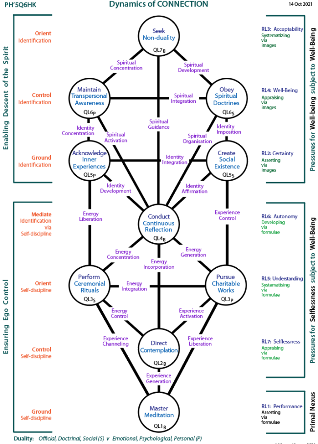 Dynamics of a spiritual tradition via connection: Q6 Tree pattern